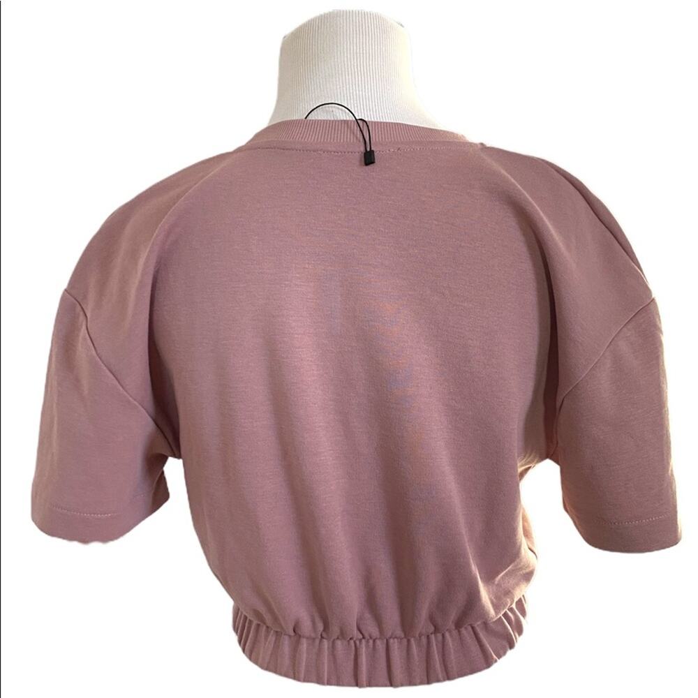 Zara cropped sweatshirt pink blush rose short sleeve small new - Picture 3 of 10